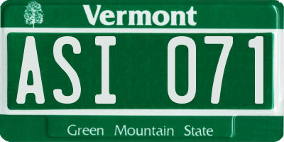 VT license plate ASI071
