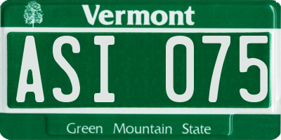 VT license plate ASI075