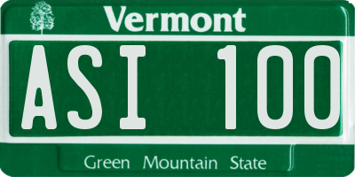VT license plate ASI100