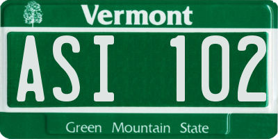 VT license plate ASI102