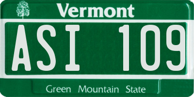 VT license plate ASI109