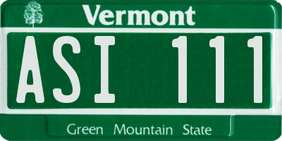 VT license plate ASI111