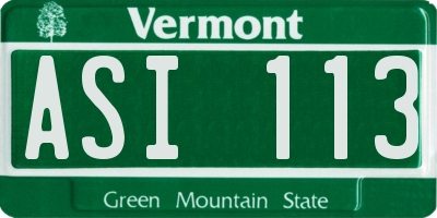 VT license plate ASI113