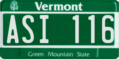 VT license plate ASI116