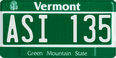 VT license plate ASI135