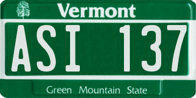 VT license plate ASI137