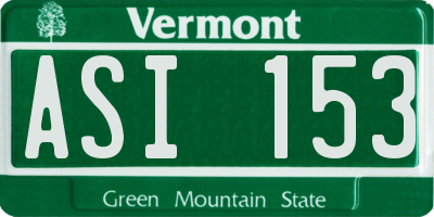 VT license plate ASI153