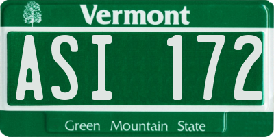 VT license plate ASI172