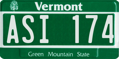 VT license plate ASI174