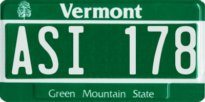 VT license plate ASI178