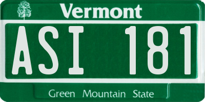VT license plate ASI181
