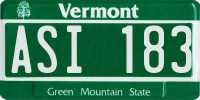 VT license plate ASI183