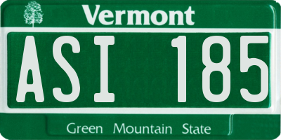 VT license plate ASI185