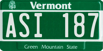 VT license plate ASI187