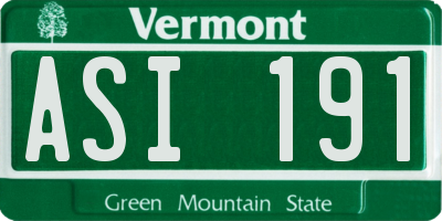VT license plate ASI191