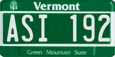 VT license plate ASI192