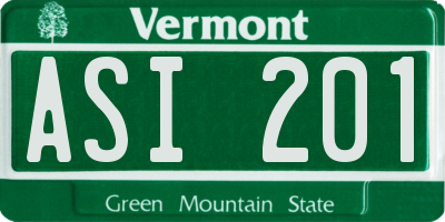 VT license plate ASI201