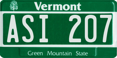 VT license plate ASI207