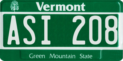 VT license plate ASI208