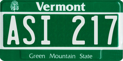 VT license plate ASI217