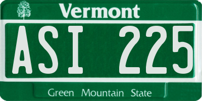 VT license plate ASI225
