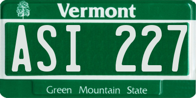 VT license plate ASI227
