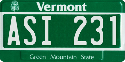 VT license plate ASI231