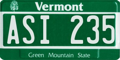 VT license plate ASI235