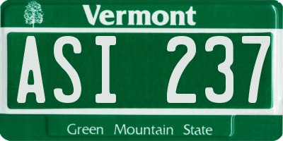 VT license plate ASI237