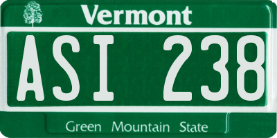 VT license plate ASI238