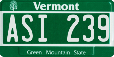 VT license plate ASI239