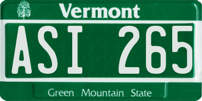 VT license plate ASI265