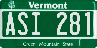 VT license plate ASI281