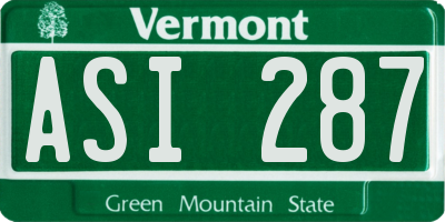 VT license plate ASI287