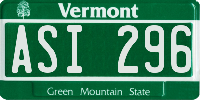 VT license plate ASI296