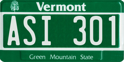 VT license plate ASI301
