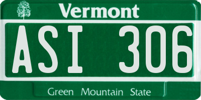 VT license plate ASI306