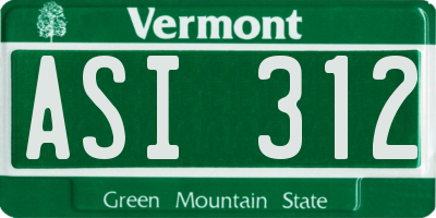 VT license plate ASI312