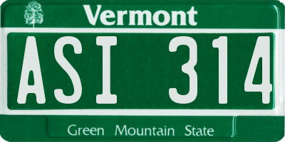 VT license plate ASI314