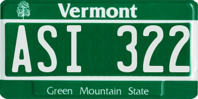 VT license plate ASI322