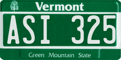 VT license plate ASI325