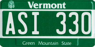 VT license plate ASI330