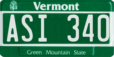 VT license plate ASI340