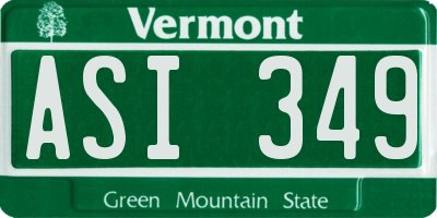 VT license plate ASI349