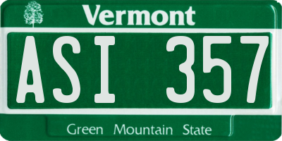 VT license plate ASI357