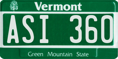 VT license plate ASI360