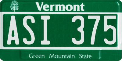 VT license plate ASI375