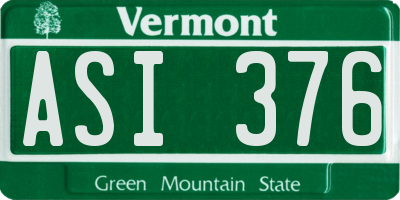 VT license plate ASI376