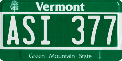 VT license plate ASI377