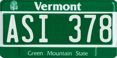 VT license plate ASI378